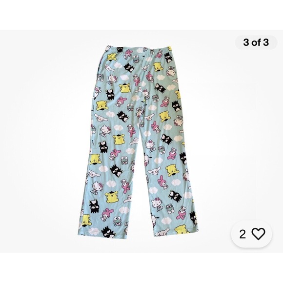 Hello Kitty by Sanrio PJ Bottoms Womens Size M Blue Lounge Pants Novelty Y2K - Picture 4 of 10